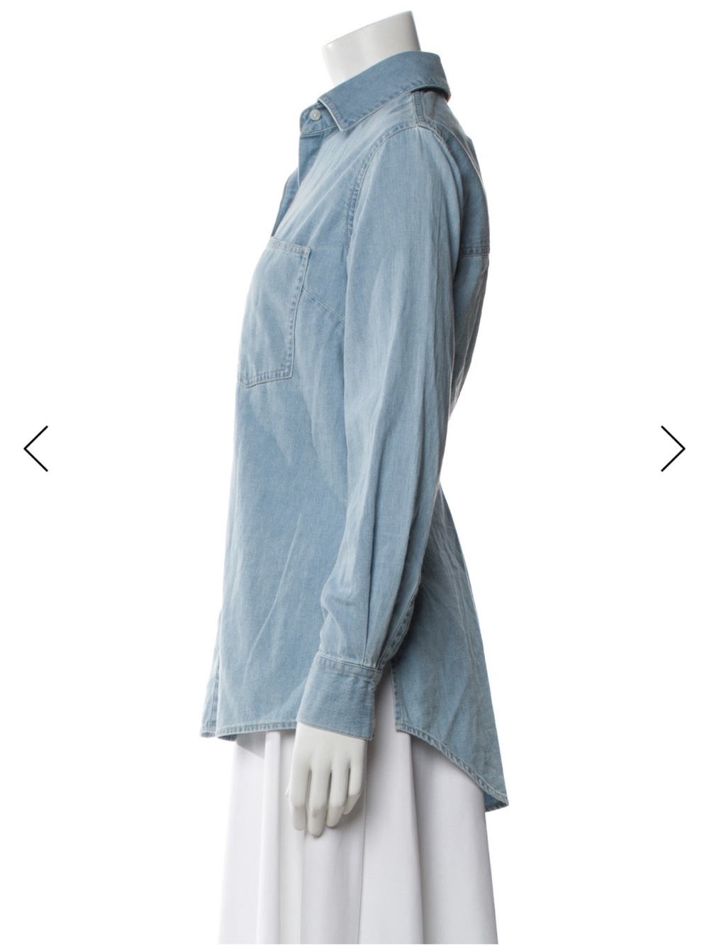 Veronica Beard Maya Chambray Button-Down Shirt in Sky - Picture 7 of 11